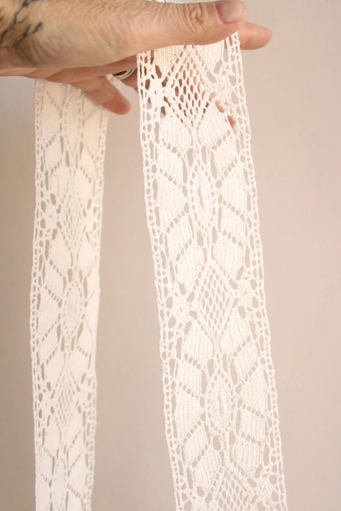 Vintage Crochet Lace Trim, Ivory Cotton 2.75" Wide, 5 Yard