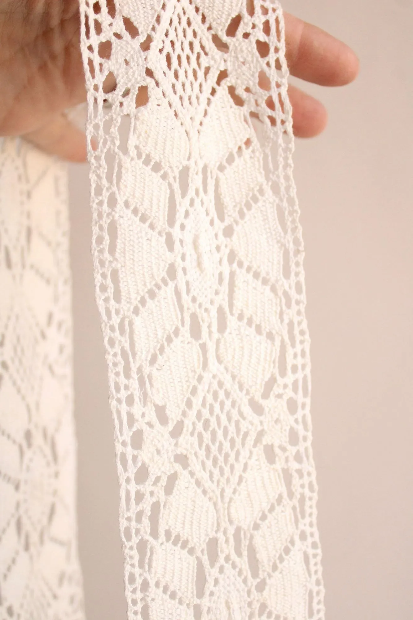 Vintage Crochet Lace Trim, Ivory Cotton 2.75" Wide, 5 Yard