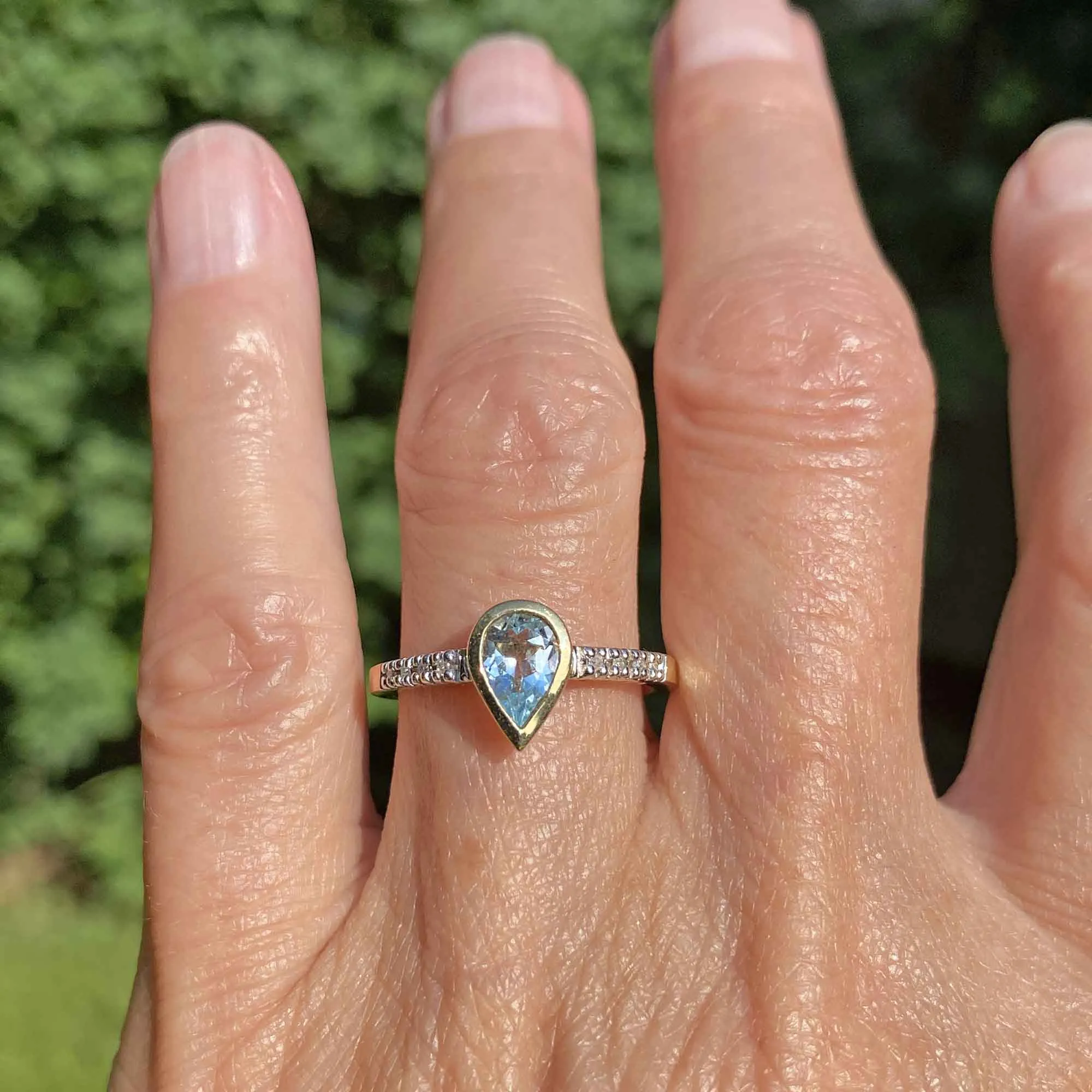Vintage Gold Diamond Pear Cut Topaz Ring