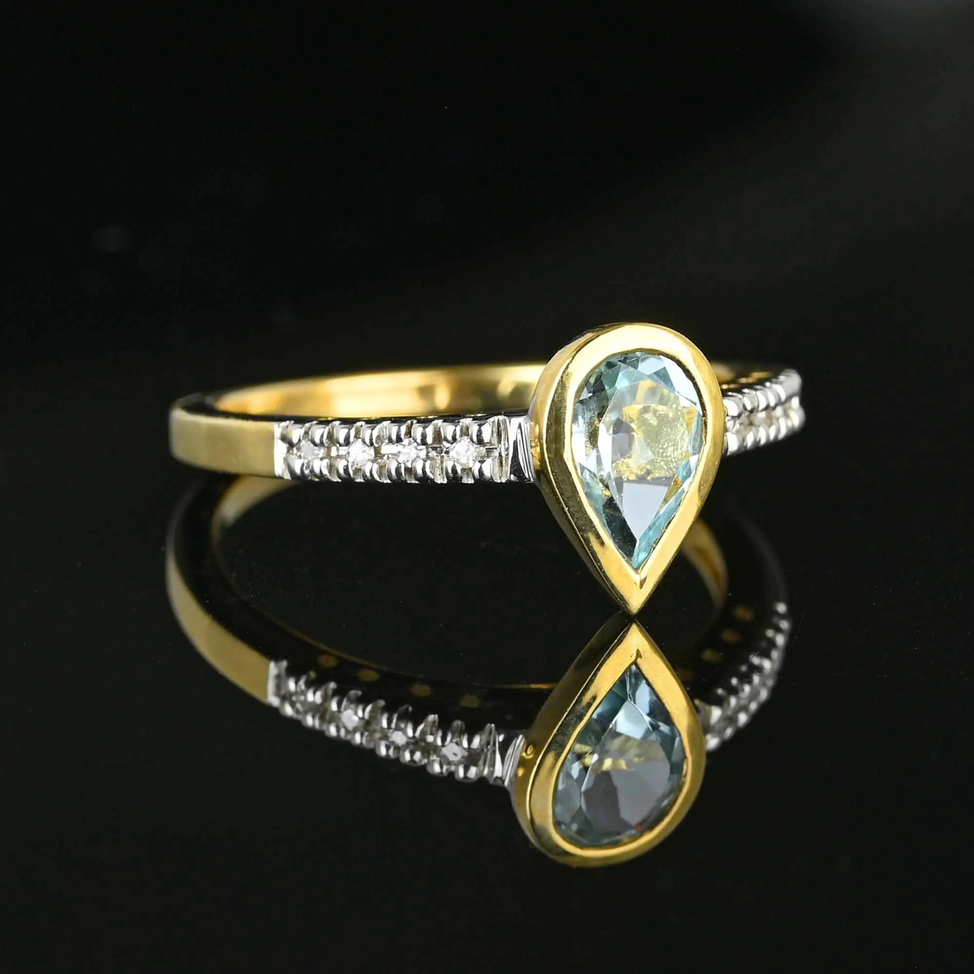 Vintage Gold Diamond Pear Cut Topaz Ring