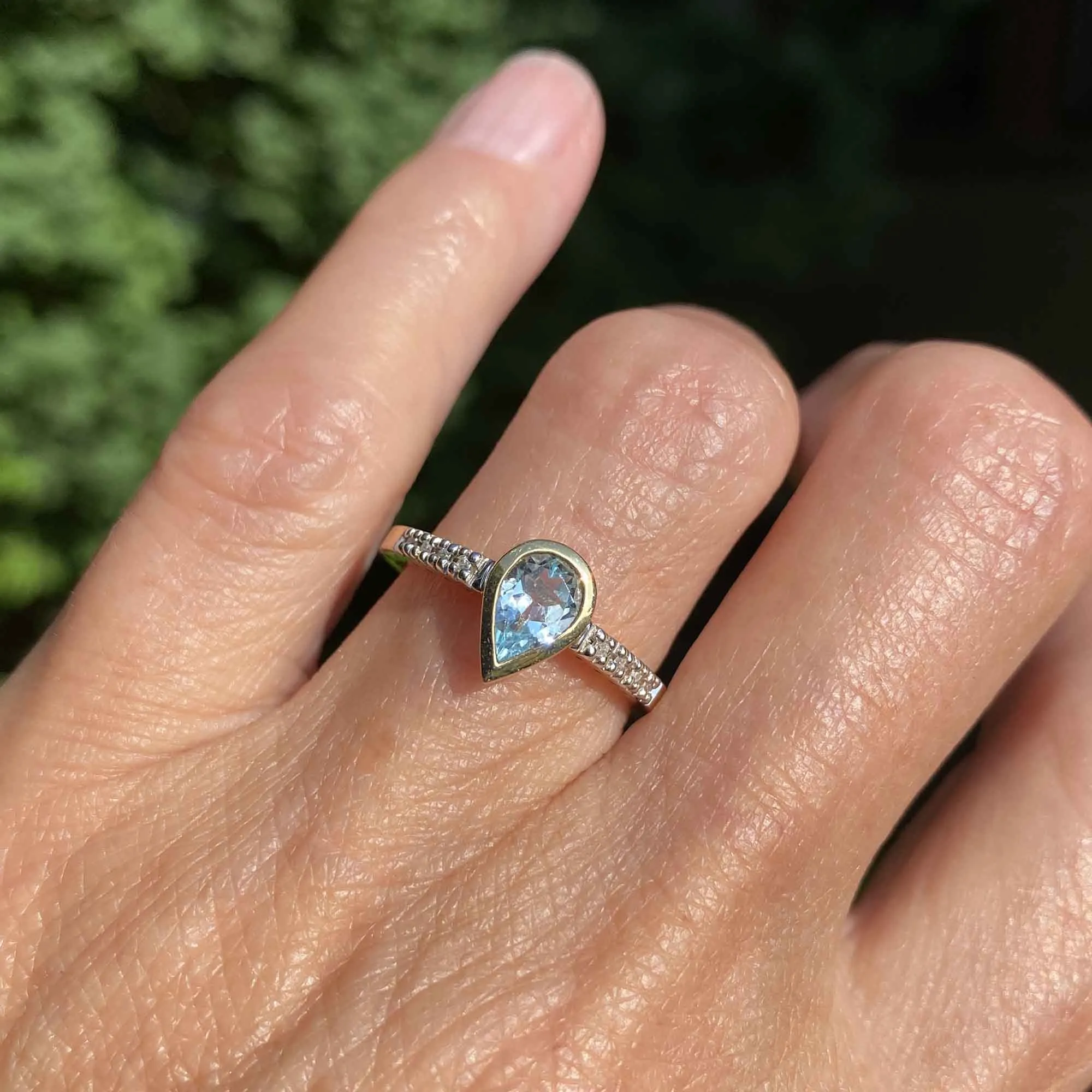 Vintage Gold Diamond Pear Cut Topaz Ring