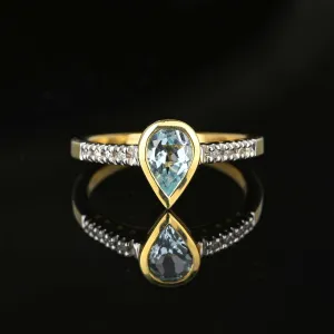 Vintage Gold Diamond Pear Cut Topaz Ring