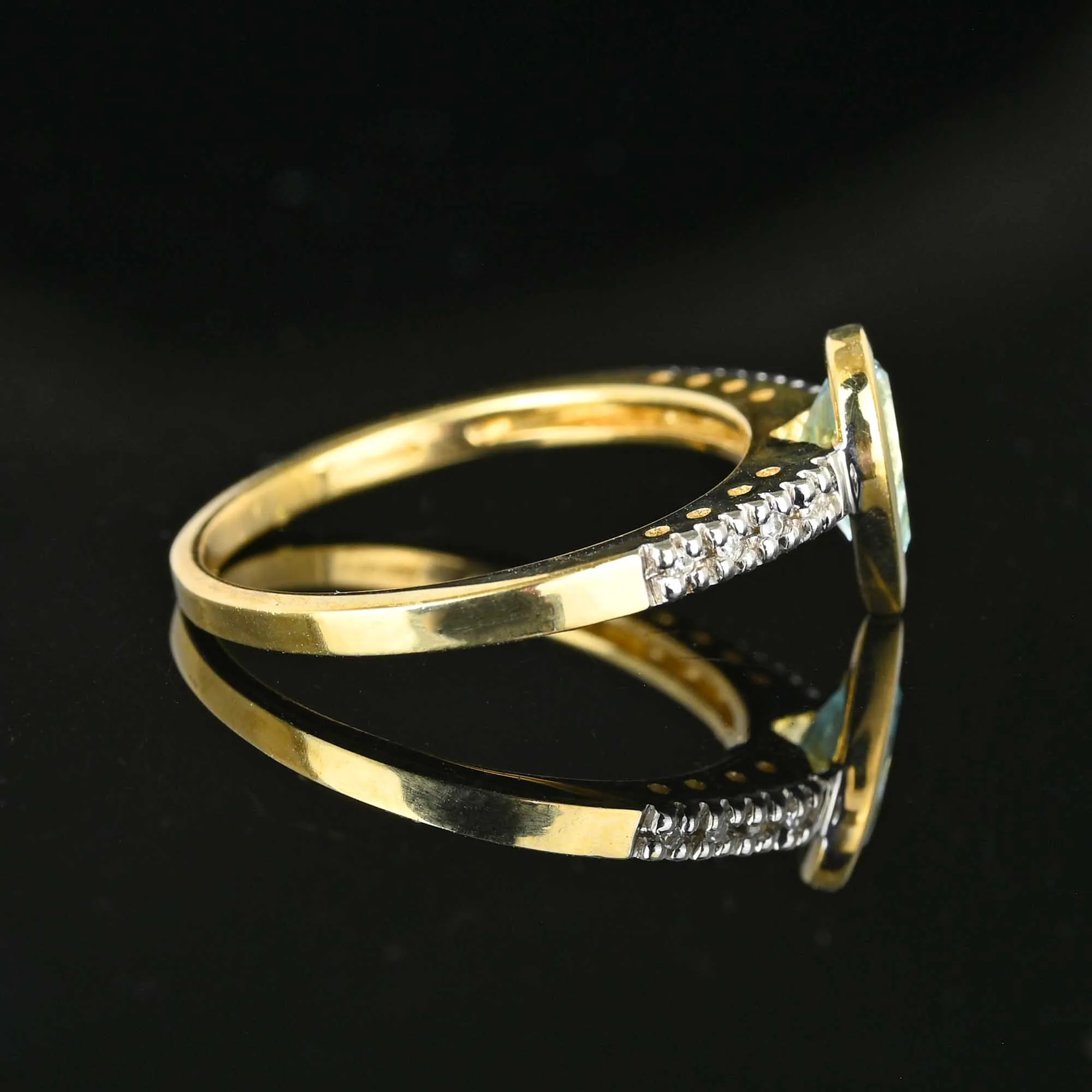Vintage Gold Diamond Pear Cut Topaz Ring