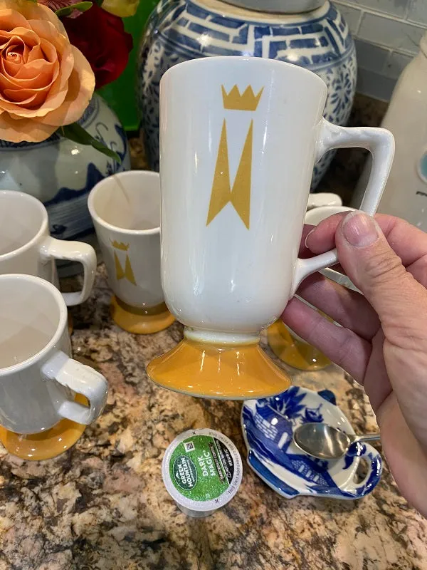 Vintage Homer Laughlin Mugs/Cups Mid Century Modern, Pedestal, Marriot Hotel Mugs,Set of 6