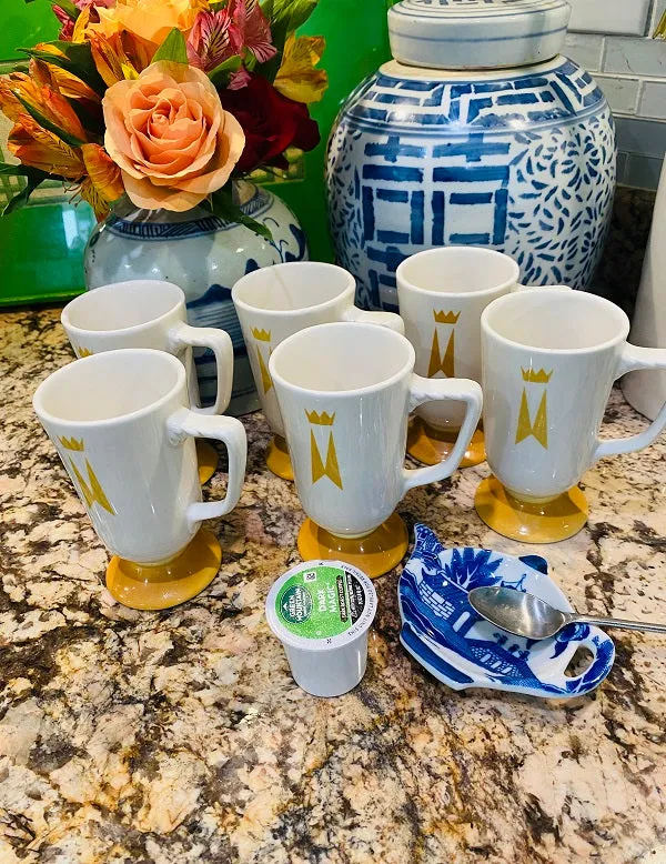 Vintage Homer Laughlin Mugs/Cups Mid Century Modern, Pedestal, Marriot Hotel Mugs,Set of 6