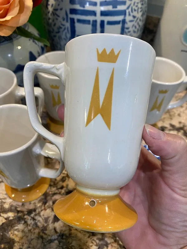 Vintage Homer Laughlin Mugs/Cups Mid Century Modern, Pedestal, Marriot Hotel Mugs,Set of 6