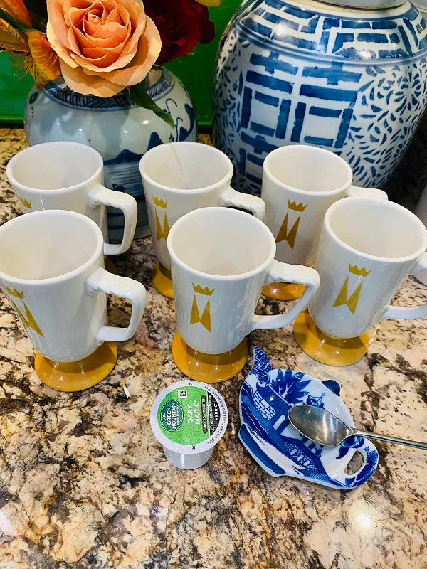 Vintage Homer Laughlin Mugs/Cups Mid Century Modern, Pedestal, Marriot Hotel Mugs,Set of 6