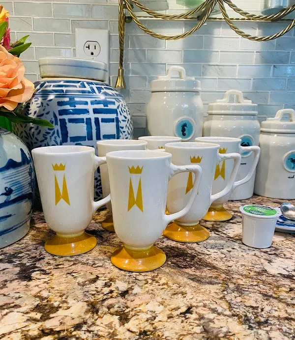 Vintage Homer Laughlin Mugs/Cups Mid Century Modern, Pedestal, Marriot Hotel Mugs,Set of 6