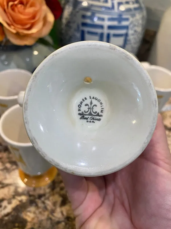Vintage Homer Laughlin Mugs/Cups Mid Century Modern, Pedestal, Marriot Hotel Mugs,Set of 6