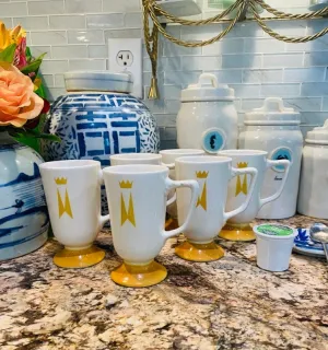 Vintage Homer Laughlin Mugs/Cups Mid Century Modern, Pedestal, Marriot Hotel Mugs,Set of 6
