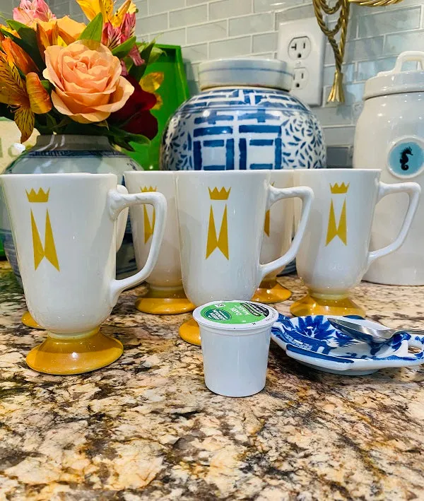 Vintage Homer Laughlin Mugs/Cups Mid Century Modern, Pedestal, Marriot Hotel Mugs,Set of 6