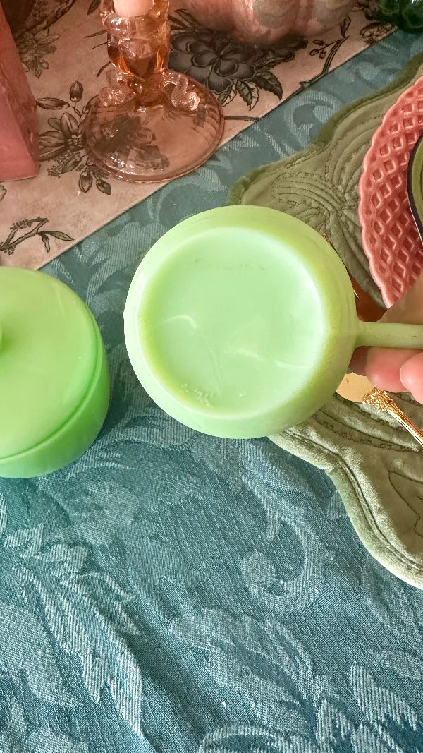 Vintage Jadeite Sugar and Creamer - Green