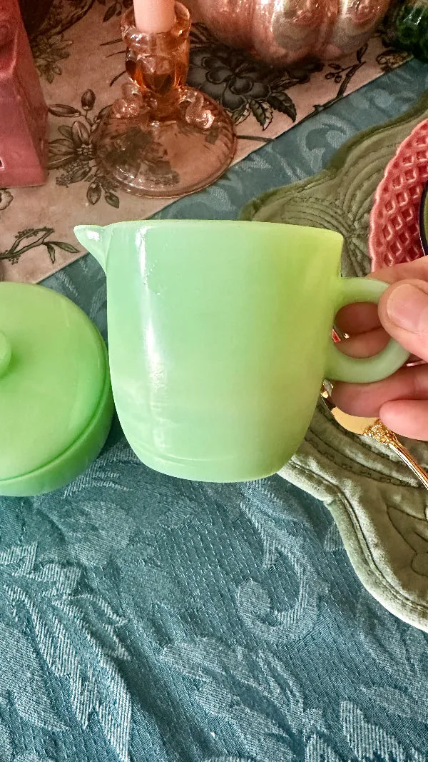 Vintage Jadeite Sugar and Creamer - Green