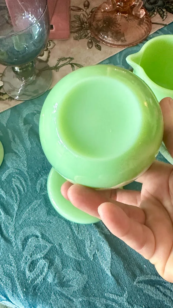 Vintage Jadeite Sugar and Creamer - Green
