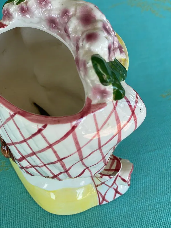 Vintage Lady Head Planter Mid Century Modern Bonnet and Bow (a couple of tiny chips)