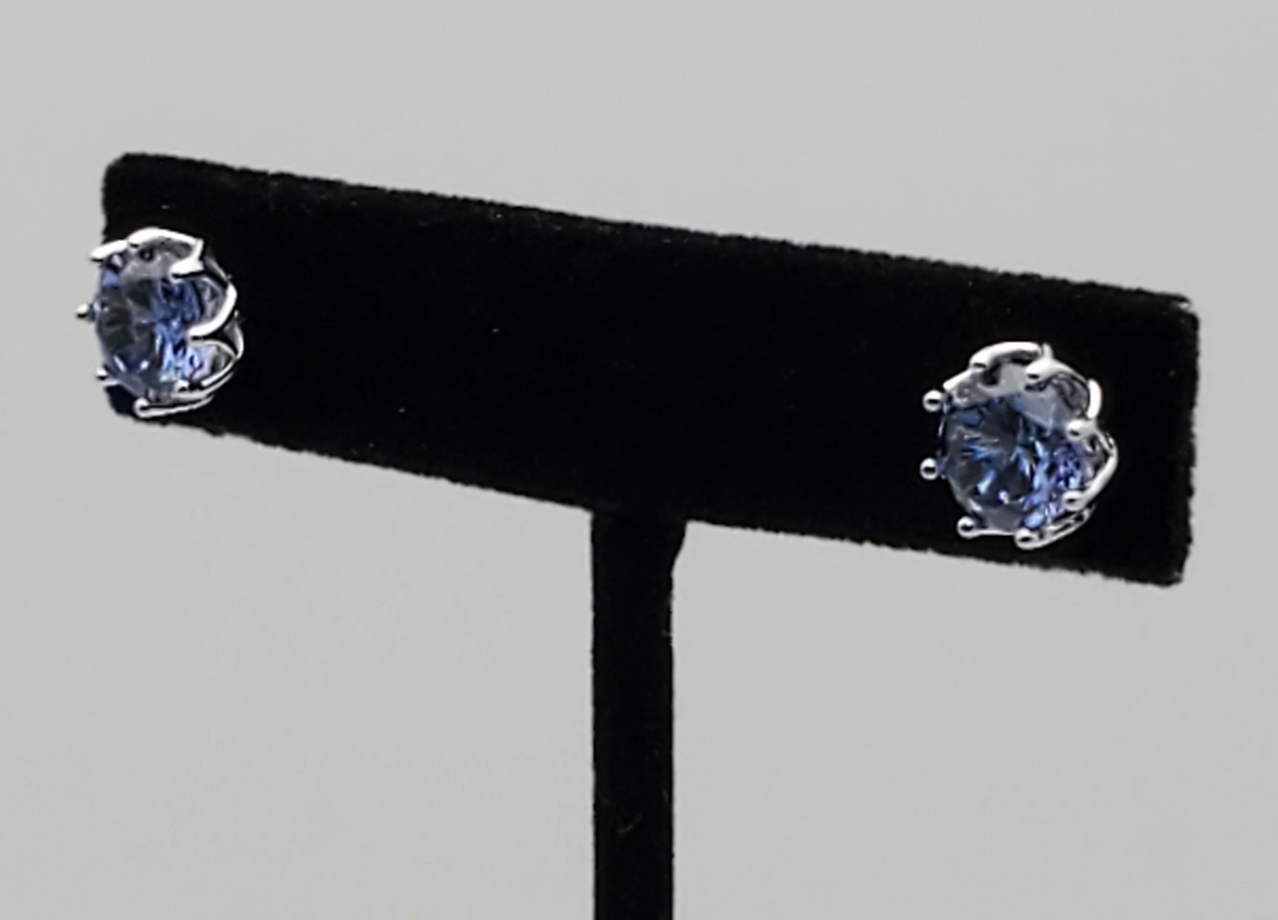 Vintage Light Blue Cubic Zirconia Sterling Silver Stud Earrings
