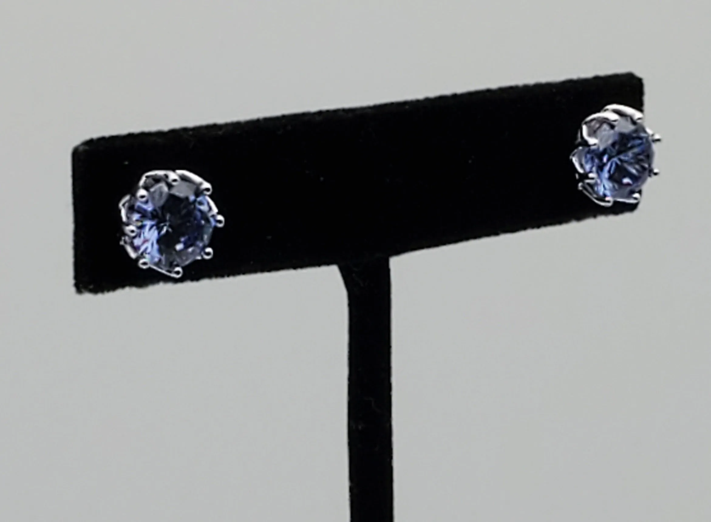 Vintage Light Blue Cubic Zirconia Sterling Silver Stud Earrings