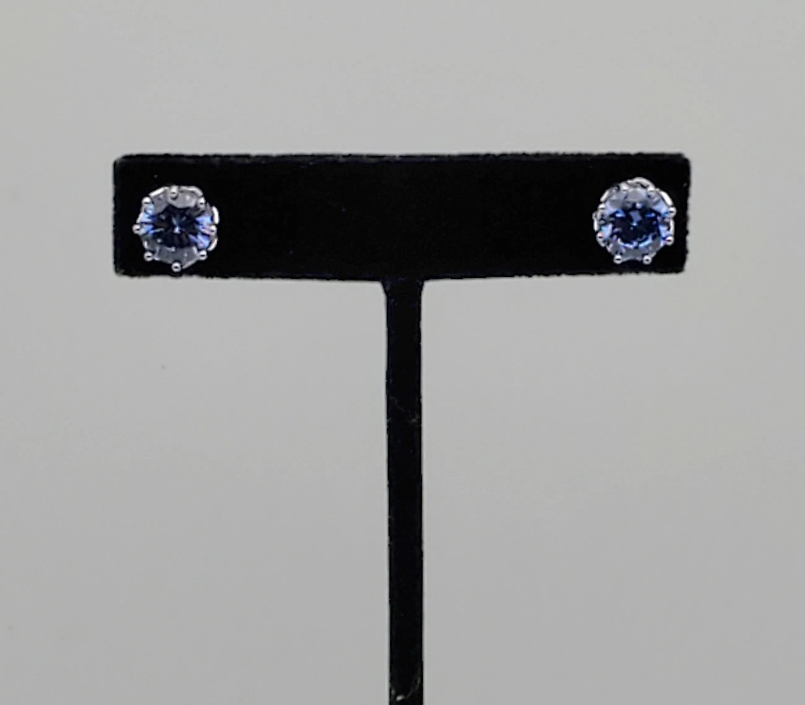 Vintage Light Blue Cubic Zirconia Sterling Silver Stud Earrings