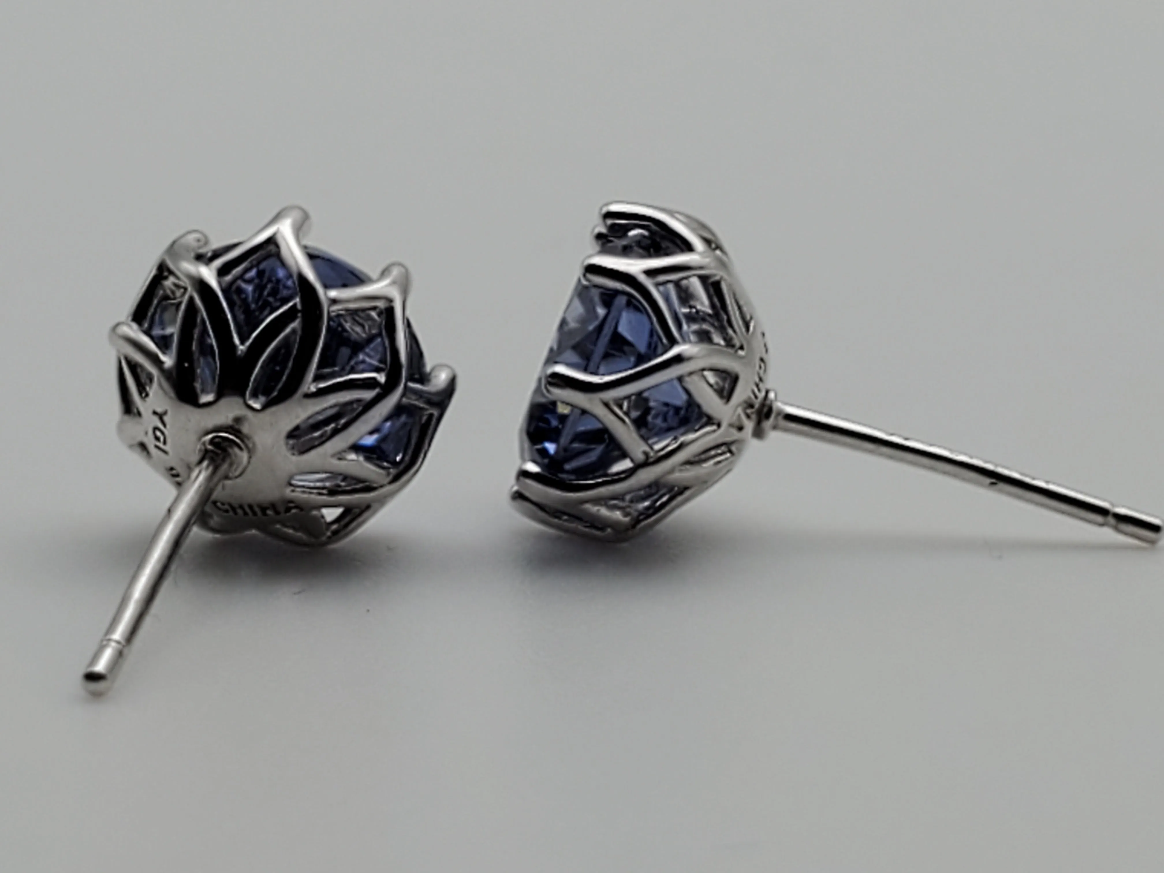 Vintage Light Blue Cubic Zirconia Sterling Silver Stud Earrings