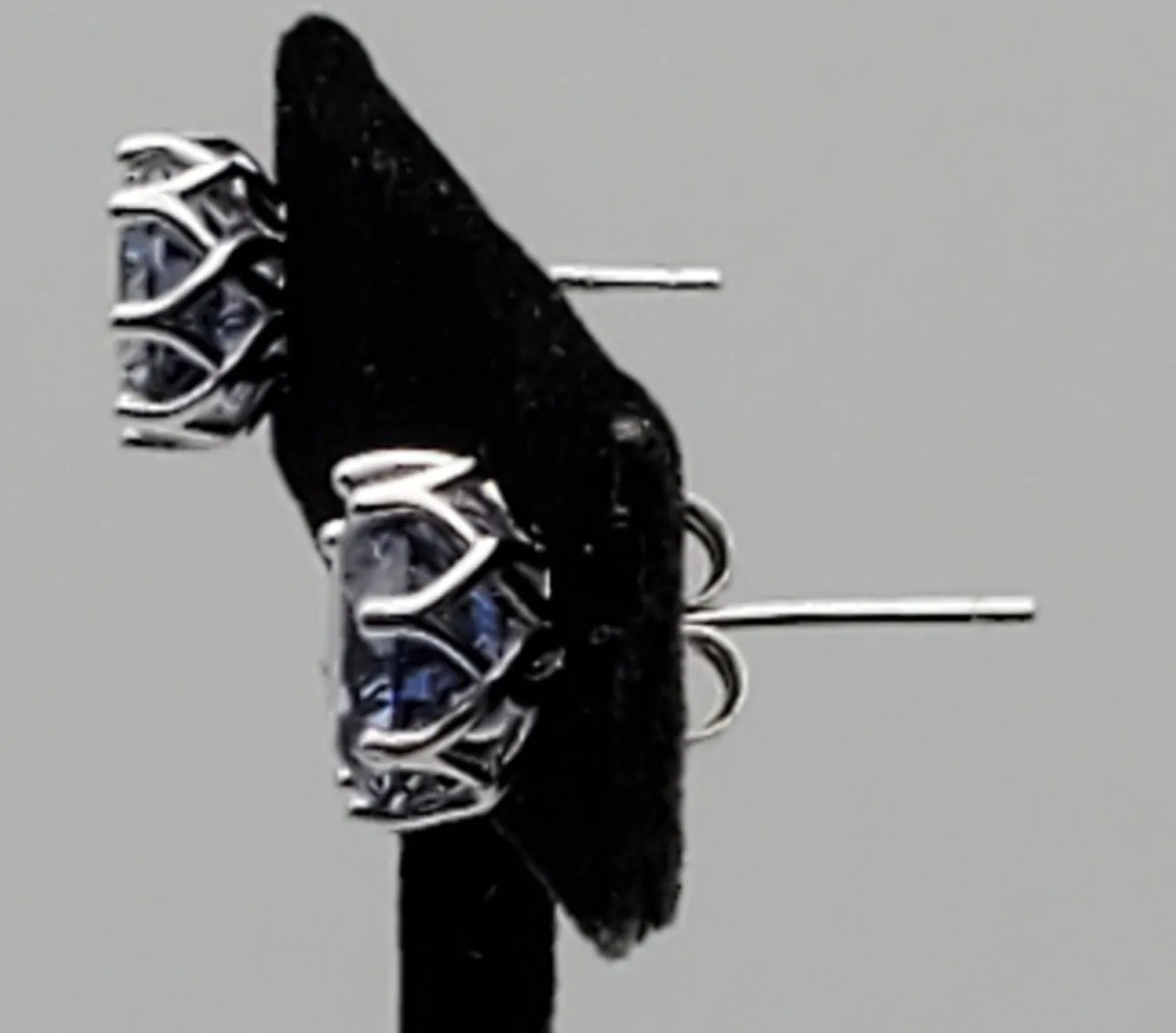 Vintage Light Blue Cubic Zirconia Sterling Silver Stud Earrings