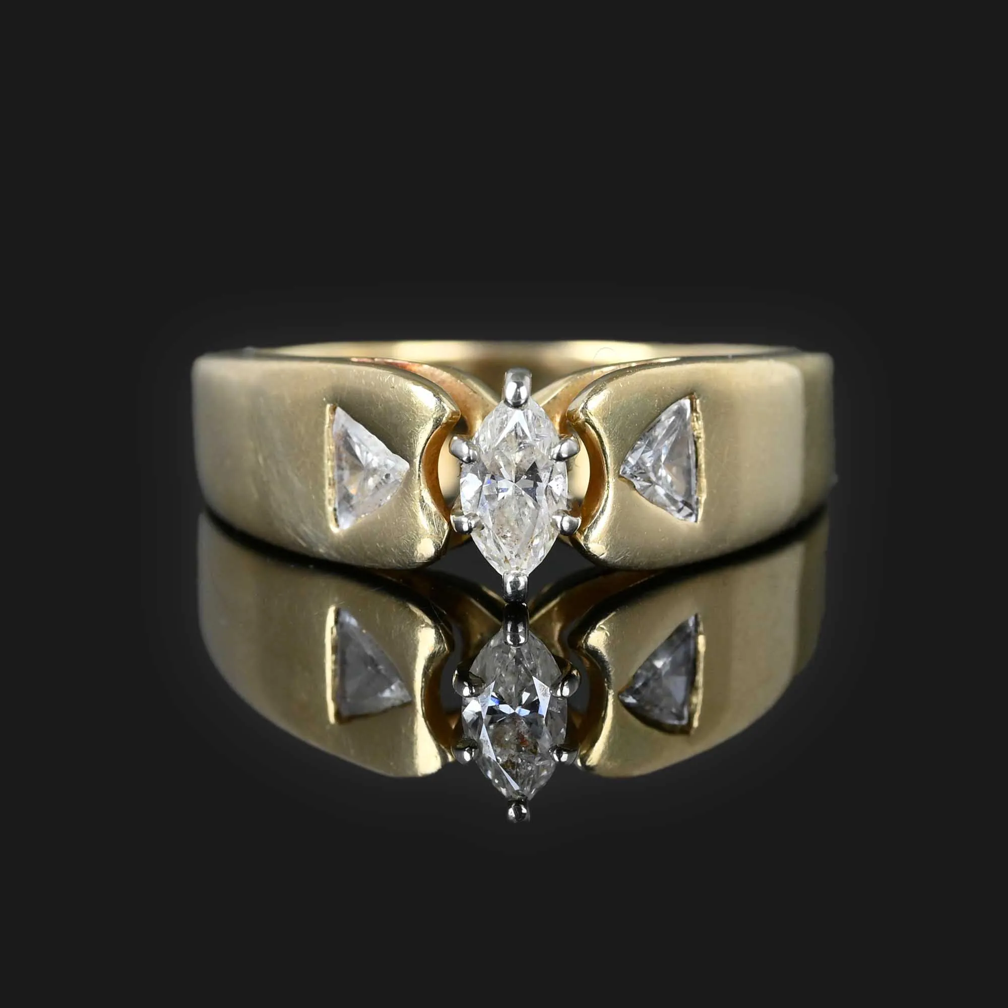 Vintage Marquise Diamond Band Ring in 14K Gold