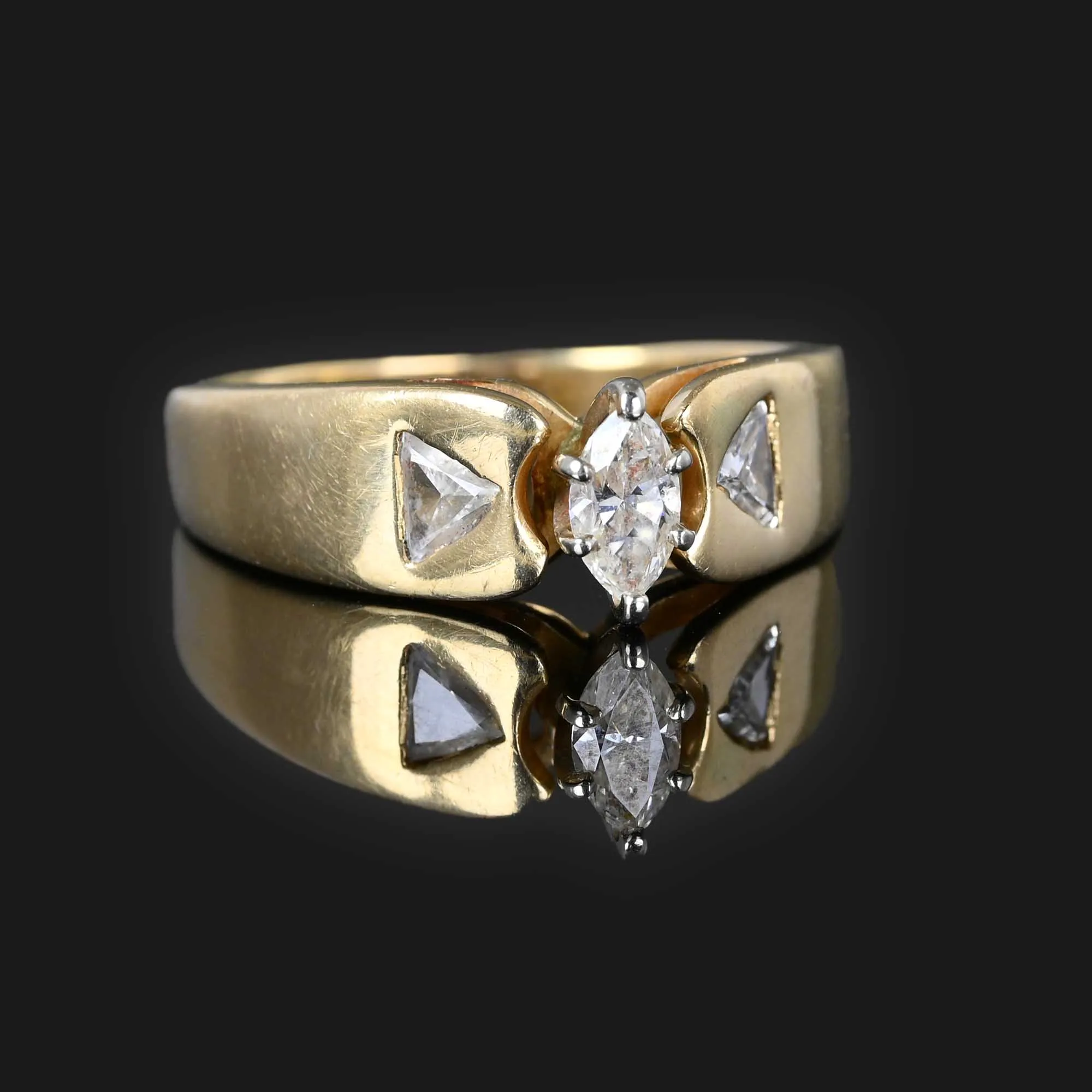 Vintage Marquise Diamond Band Ring in 14K Gold