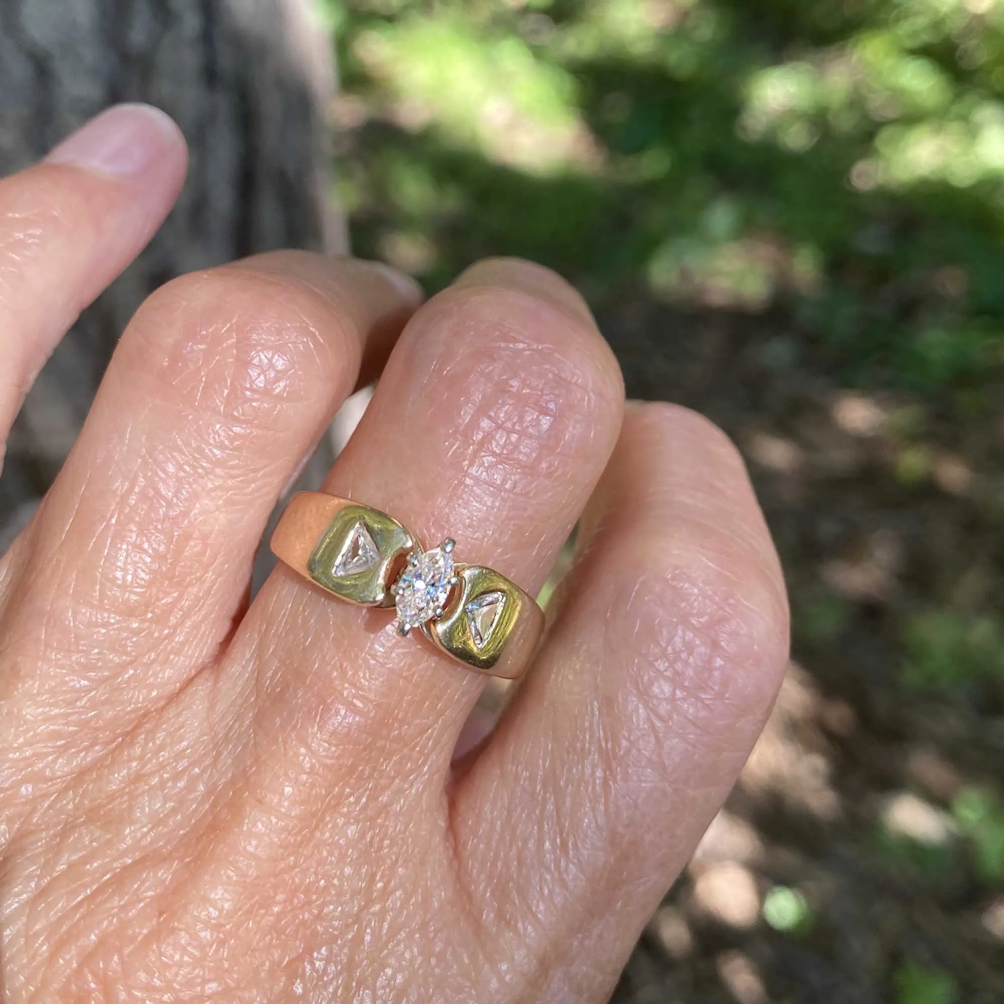 Vintage Marquise Diamond Band Ring in 14K Gold