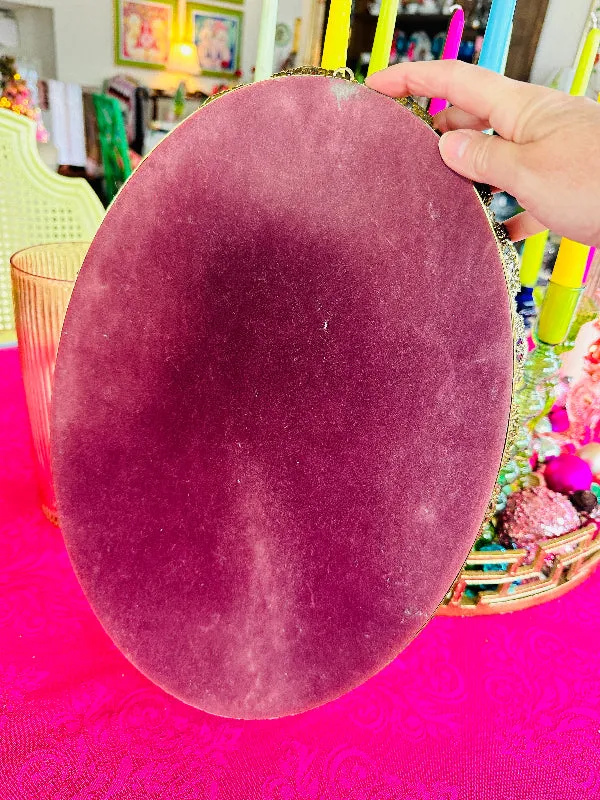 Vintage Mirrored Tray,  Oval Vanity Dresser Mirror