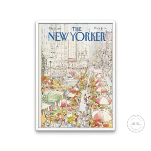 Vintage New Yorker Cover Art Print PRINTABLE WALL ART, Vintage Decor, Retro Magazine Posters, Trendy Magazine Art, Neutral Wall Art
