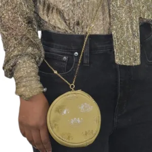 Vintage Y2K Juicy Couture Signature Bag Tan Circle Mini Logo Chain Retro Crossbody Canteen Leather Bling Sparkle
