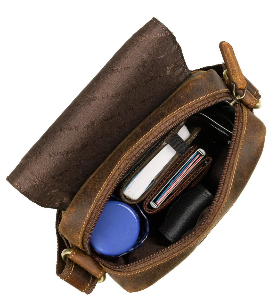 Visconti Compact Leather Messenger / Travel Bag S7