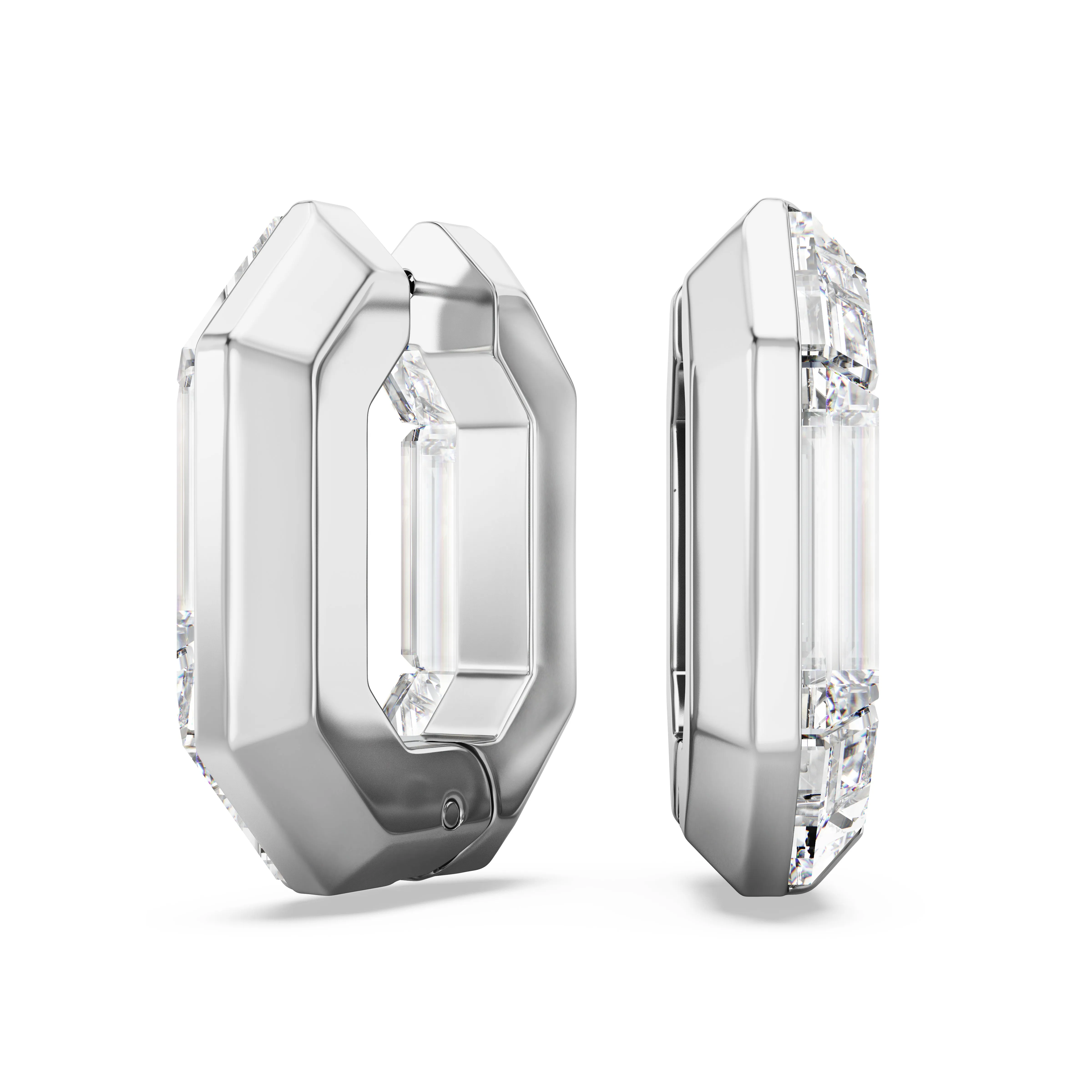 White Lucent Hoop Earrings by Swarovski