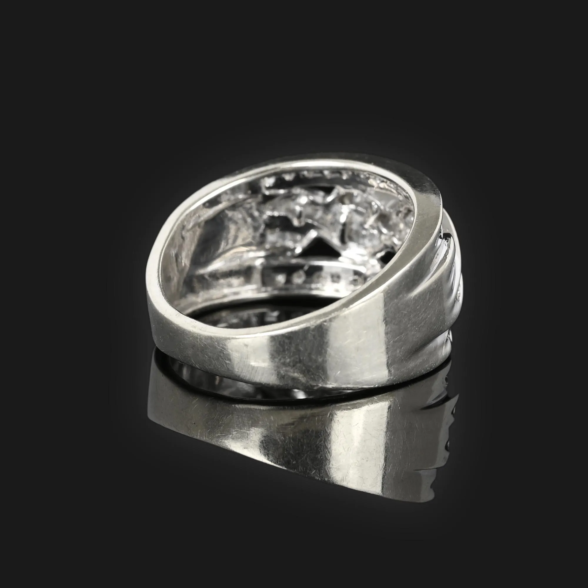 Wide Baguette Diamond Band Ring in 10K White Gold