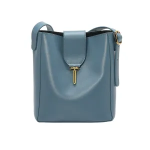 Womens Small Blue Leather Shoulder Tote Bags Purse Handbags for Women