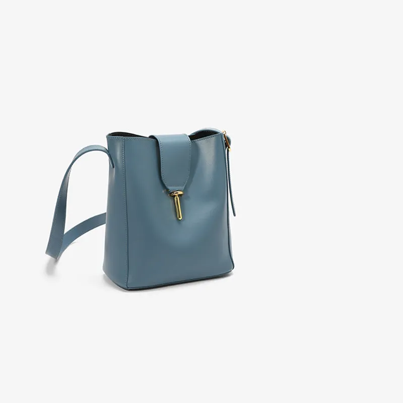Womens Small Blue Leather Shoulder Tote Bags Purse Handbags for Women