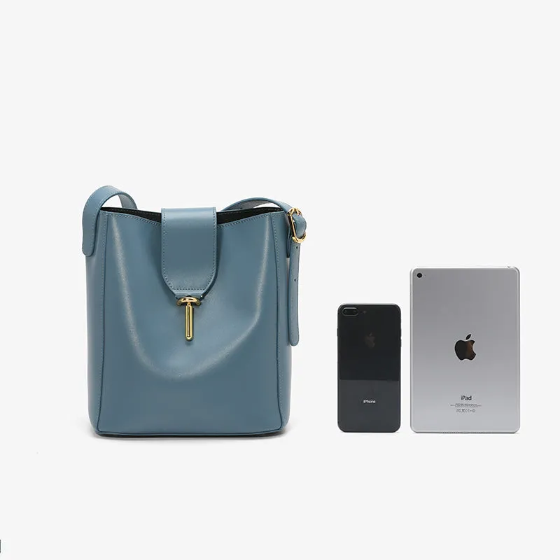 Womens Small Blue Leather Shoulder Tote Bags Purse Handbags for Women