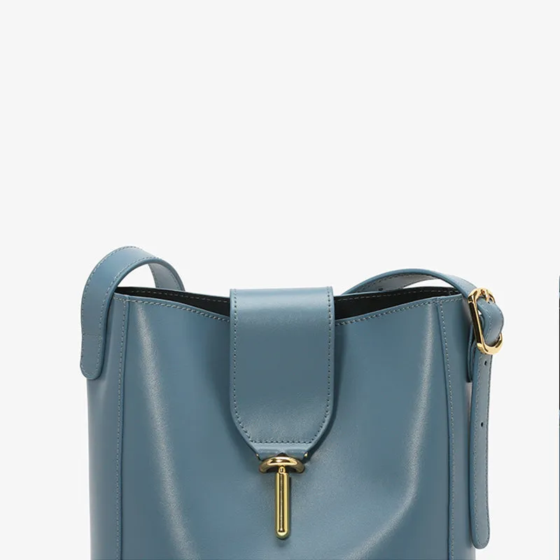 Womens Small Blue Leather Shoulder Tote Bags Purse Handbags for Women