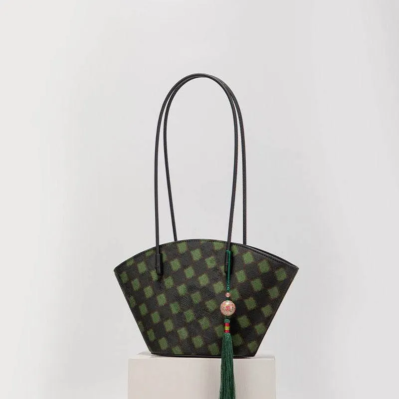 Xiangyunsha Silk Vintage Green Shoulder Bag