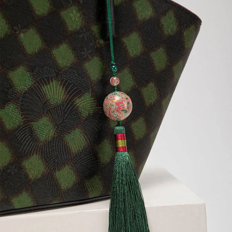 Xiangyunsha Silk Vintage Green Shoulder Bag