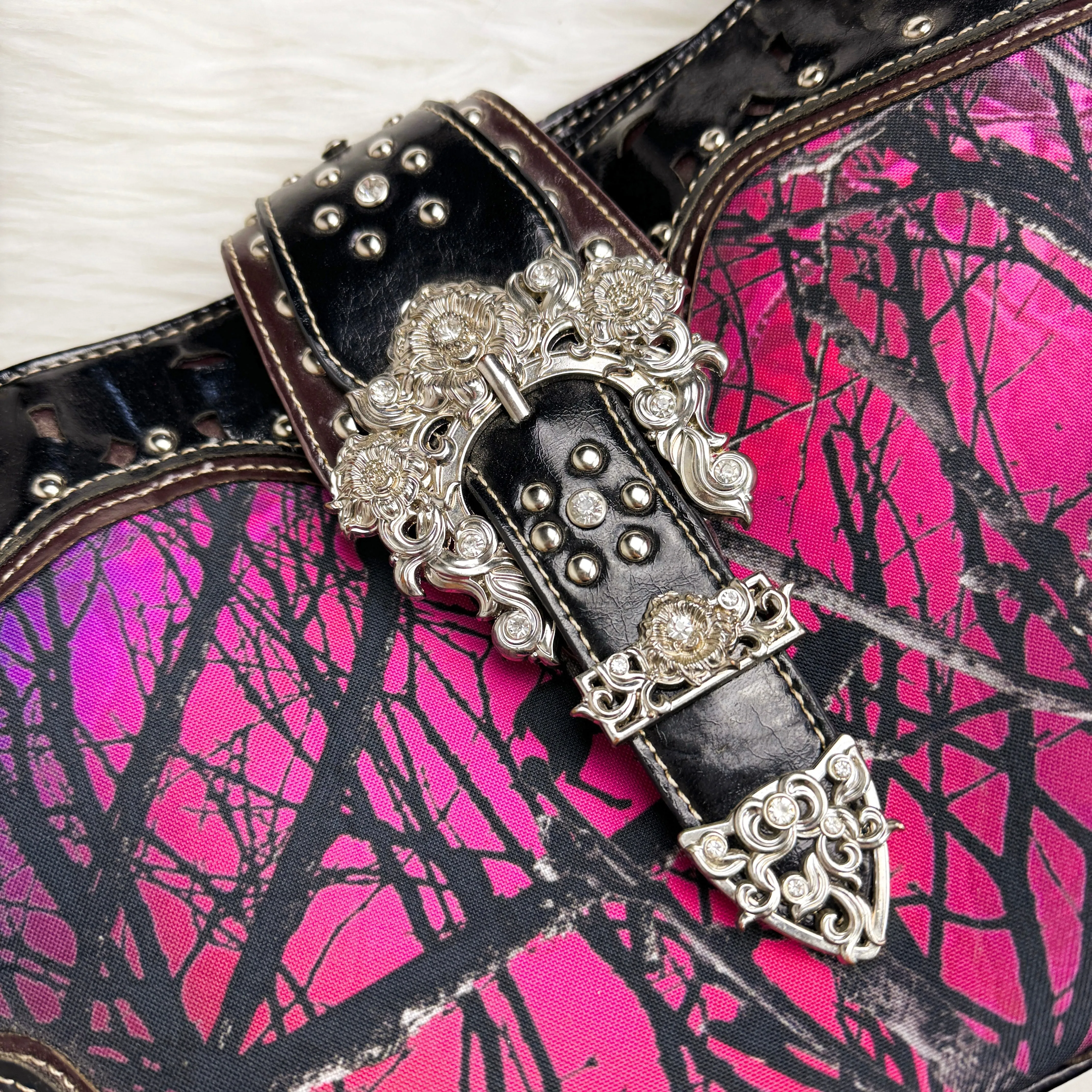 Y2K Pink Camo Buckle Bag