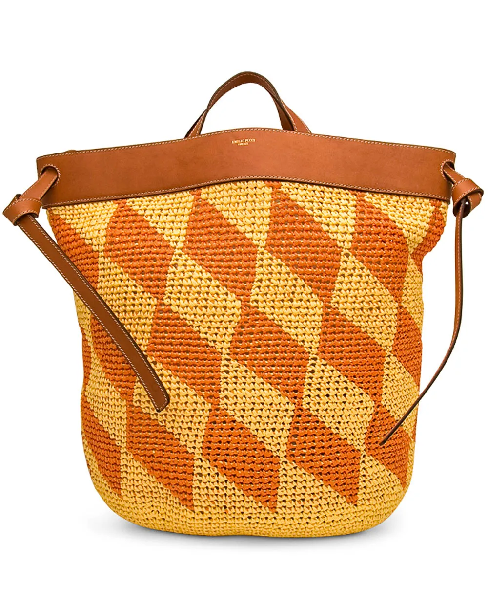 Yellow and Orange Pontova Weave Bucket Bag