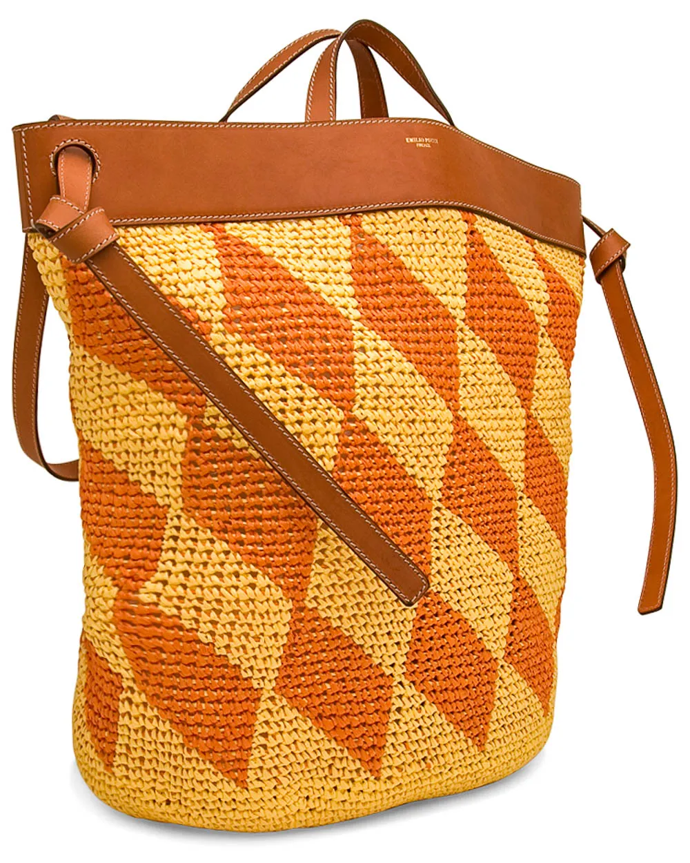 Yellow and Orange Pontova Weave Bucket Bag
