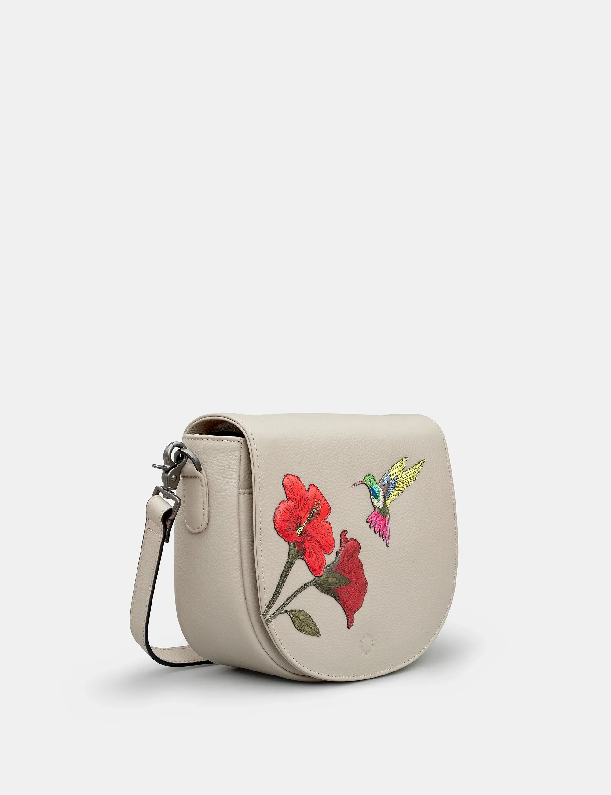 Yoshi YB246 Petals and Feathers flap over cross body Warm Grey