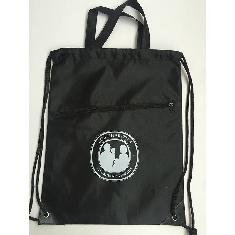 Zippered two-shoulder pull rope backpack