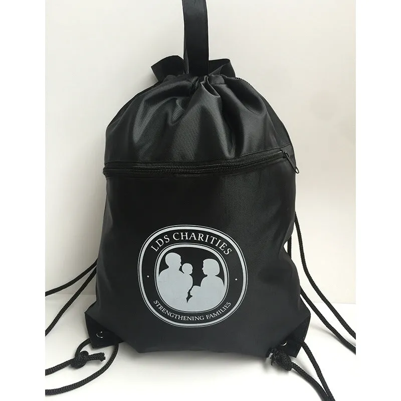 Zippered two-shoulder pull rope backpack